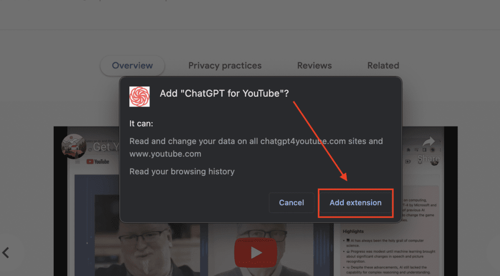 ChatGPT for YouTube Extension
