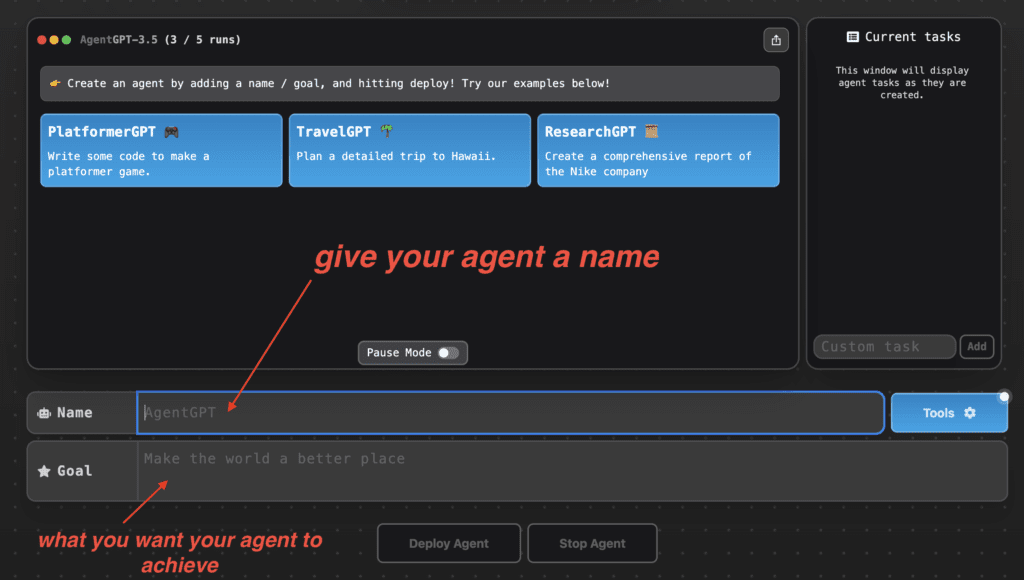 what you want your agent to achieve