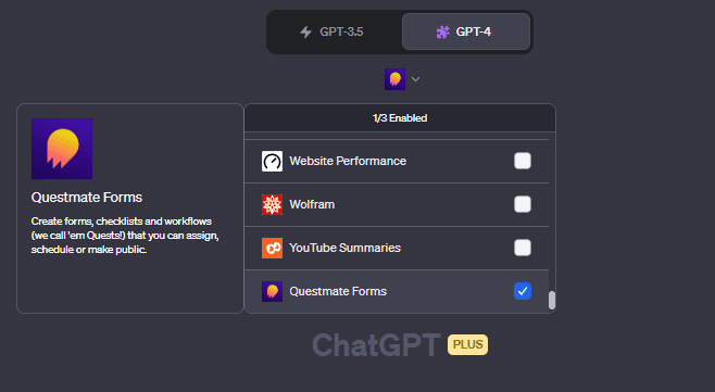 Questmate Forms ChatGPT plugin