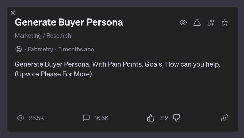 Generate Buyer Persona aiprm prompt 