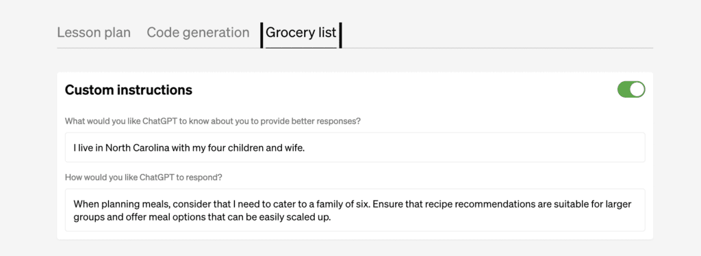 Grocery Shopping with Custom Instructions
