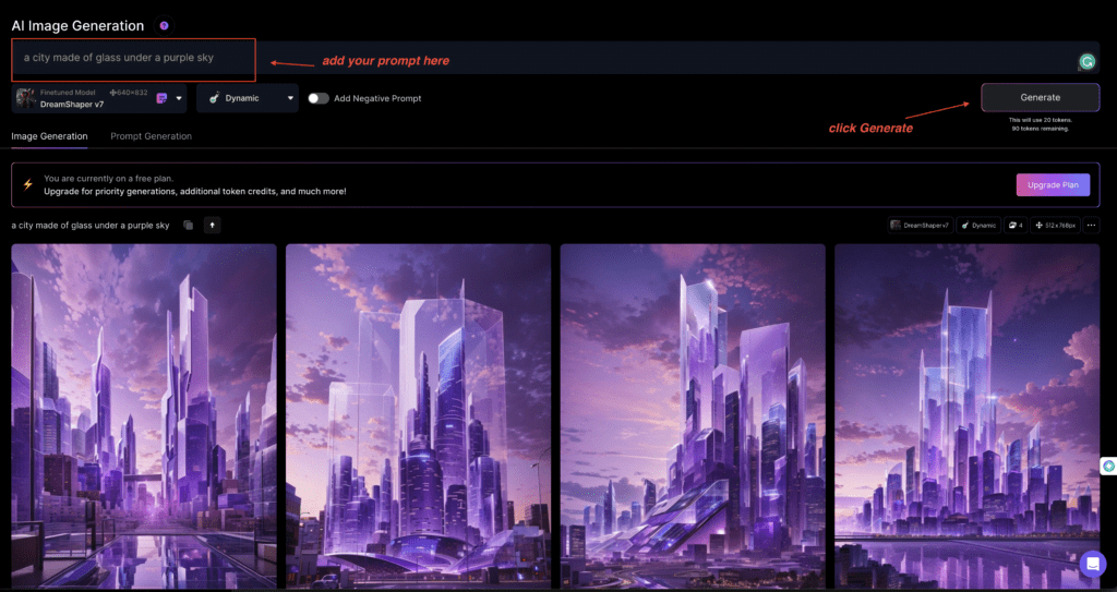 a city made of glass under a purple sky