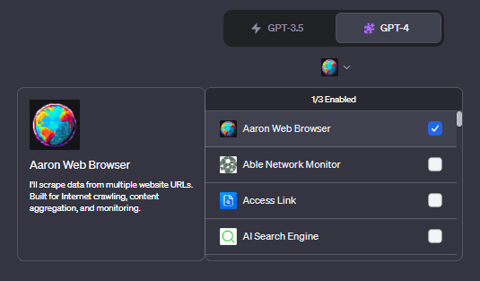 Aaron Web Browser, ChatGpt Plugins for Web Search and Data Scraping