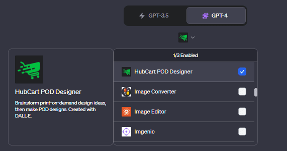 HubCart POD Designer ChatGPT Plugin store