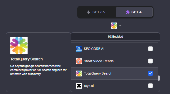 TotalQuery Search CHATGPT plugin store, ChatGpt Plugins for Web Search and Data Scraping