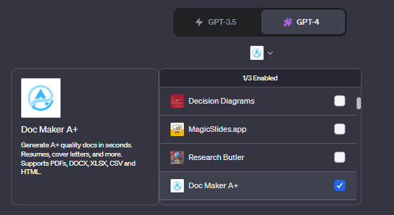 Doc Maker A+ ChatGPT Plugin store