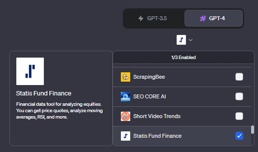 Statis Fund Finance ChatGPT plugin store, Best ChatGpt Plugins for Finance