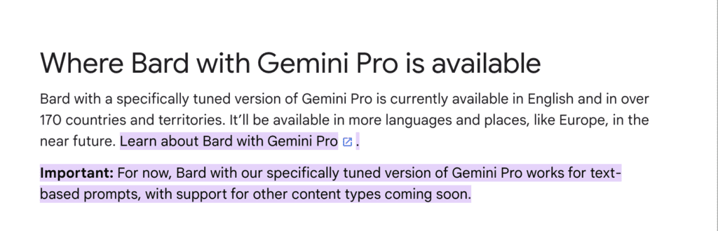 Where Bard with Gemini Pro is available