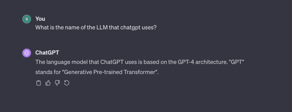 What is the name of the LLM that chatgpt uses 