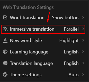 Immersive translation