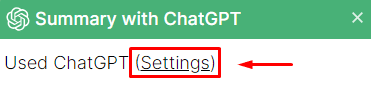 ChatGPT Summary for Chrome Extension Settings