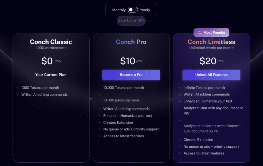 Conch AI pricings