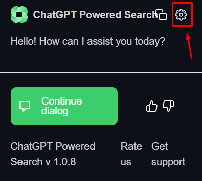 ChatGPT Powered Search's settings