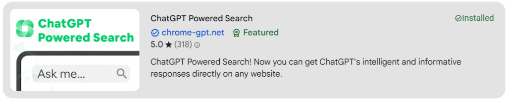 ChatGPT Powered Search on Chrome stor